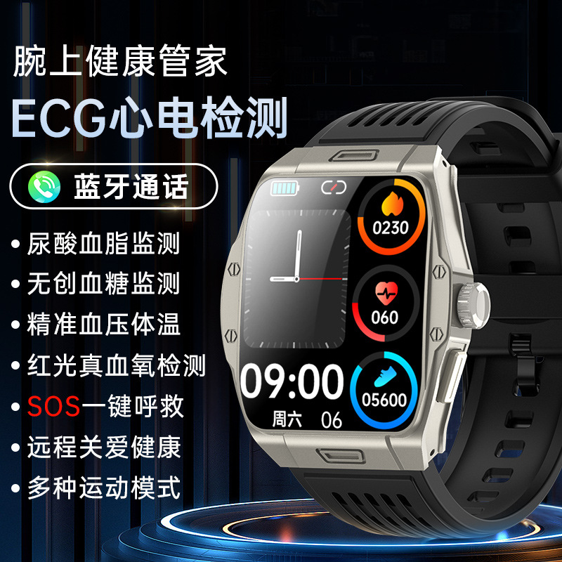 2024跨境新款BH02智能手表测心率血压体温老人健康触摸屏