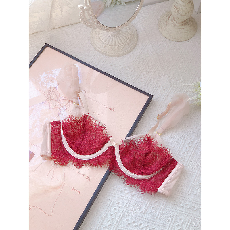 French Women's Sexy Small Chest Top Support Bra Set for Girls New Adjustable Strap 211001_voghion.com