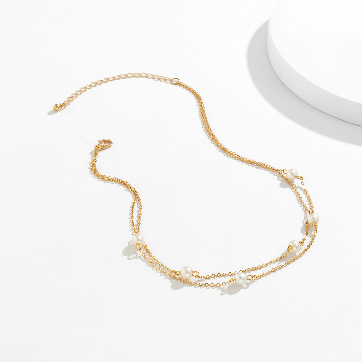 jewelry simple double layer imitation pearl chain clavicle necklace