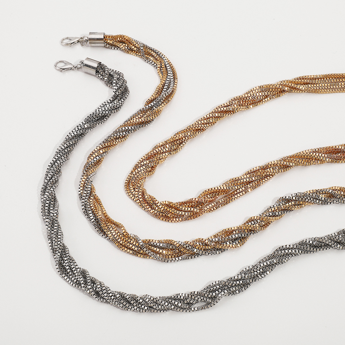 Iron Material Vintage Style Classic Style Solid Color Iron Box Chain Layered Necklaces Wholesale