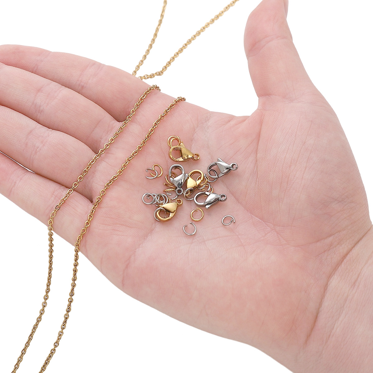 28g Weight Chain, Lobster Clasp Jewelry Making Type DIY Jewelry Accessories Classification 1 Set Quantity 304 Stainless Steel Material Solid Color Pattern Simple Style Style 1 Set 304 Stainless Steel Solid Color Chain Lobster Clasp 8