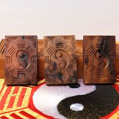 Lightning strike jujube bagua 46 brand wooden sign double-sided carving pendant pendant wood carving handle piece playing Taoist crafts
