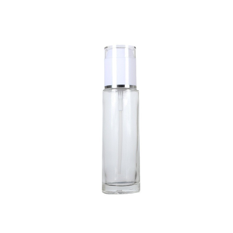 Botella de emulsión de pulverización de presión Botella vacía de vidrio transparente Botella de cosméticos portátil Essence Botella de aceite esencial