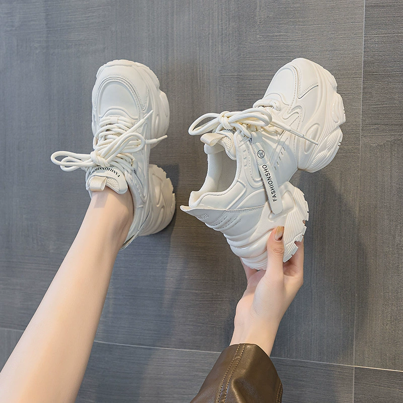Туфли для папы, женская обувь на воздушной подушке, весна 2025, новые туфли на толстой подошве, увеличивающие рост, спортивная повседневная обувь, женская функциональная танцевальная обувь