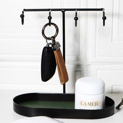 Nordic entryway key holder shelf jewelry storage tray desk cosmetic storage box iron and leather miscellaneous tray