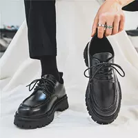 Классические дерби из кожи, английский стиль, дышащие, чёрные, размеры 39–44
