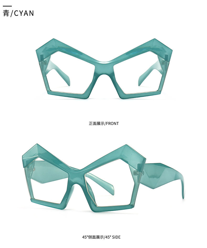 Anti-blu-ray Cat Eye Polygonal Cross-border Modern Glamour Flat Glasses display picture 5