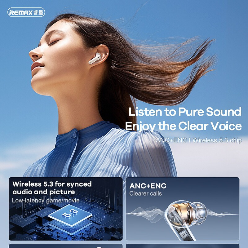 REMAX万象二世代ANC ENCダブルノイズワイヤレス5.3 bluetooth通話音楽イヤホン長航続W21N|undefined