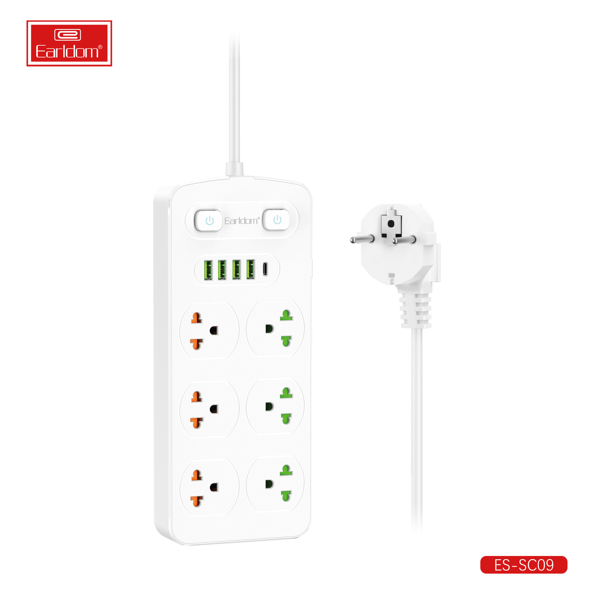 Transfronterizo multi-funcional inteligente enchufe PD Puerto + 4USB hogar poroso socket de alta potencia Placa de cableado