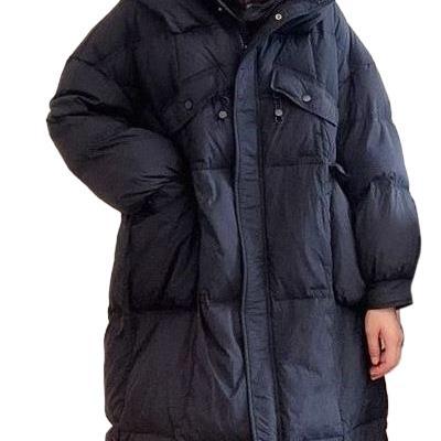 羽绒棉服大码过膝秋冬长款韩版学院风加厚连帽微胖妹妹棉袄外套女