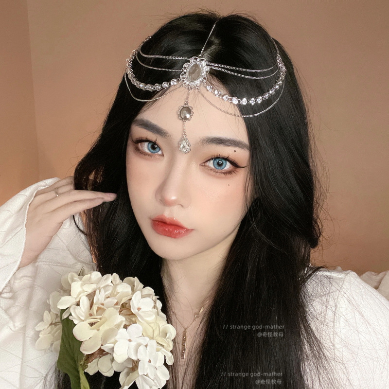 仙氣異域風情漢服古風發飾女額飾新娘額頭鏈頭飾西雙版納波西米亞
