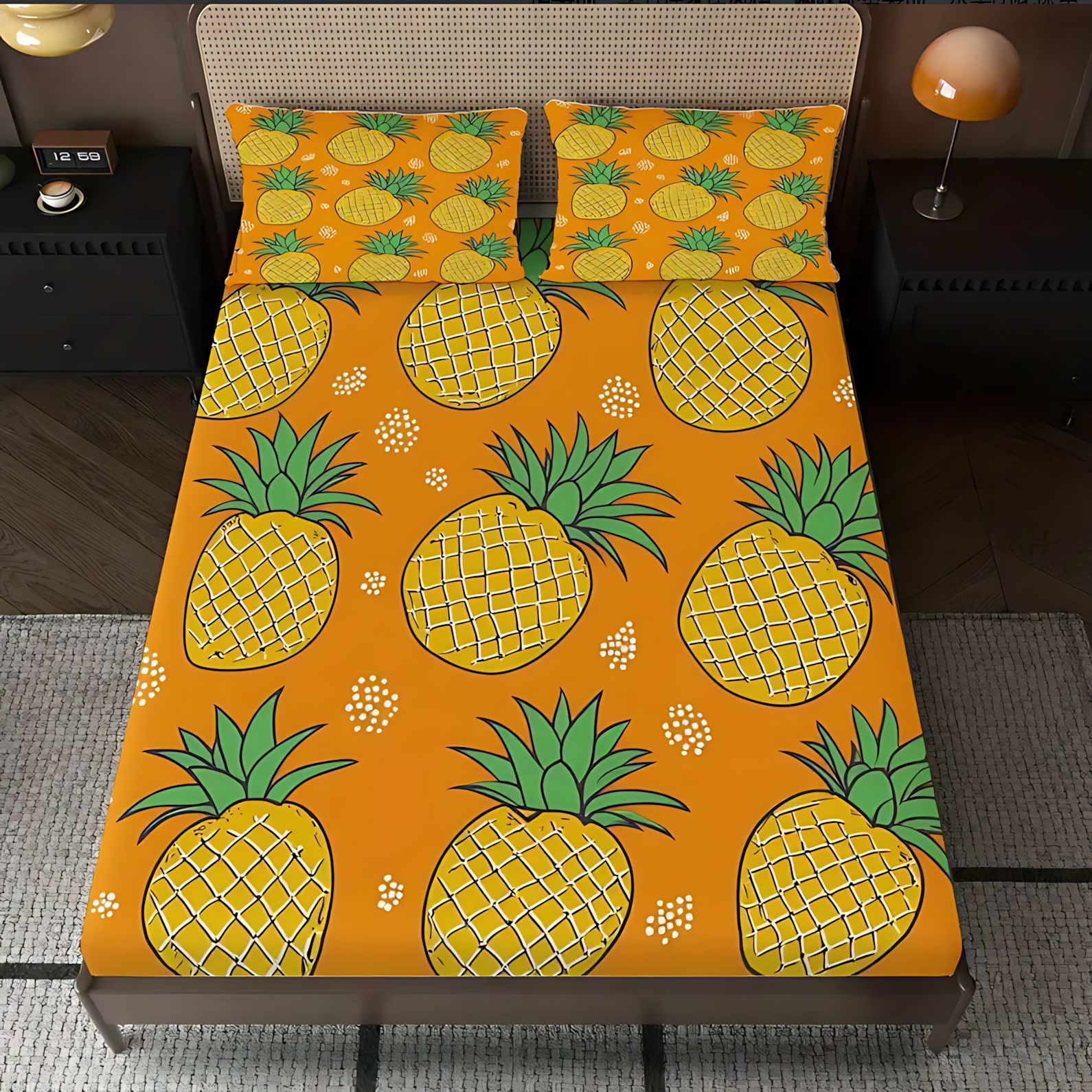 TEMU / JIT serie de frutas de fresa de sandía impresa digital 3D cama gaza pillow cover set textiles domésticos transfronterizos