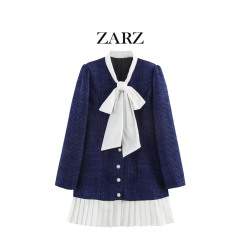 ZARZ 自家製ヨーロッパとアメリカンスタイルの新しい女性のクラシックスタイルの胸リボン小香風重工業ドレス
