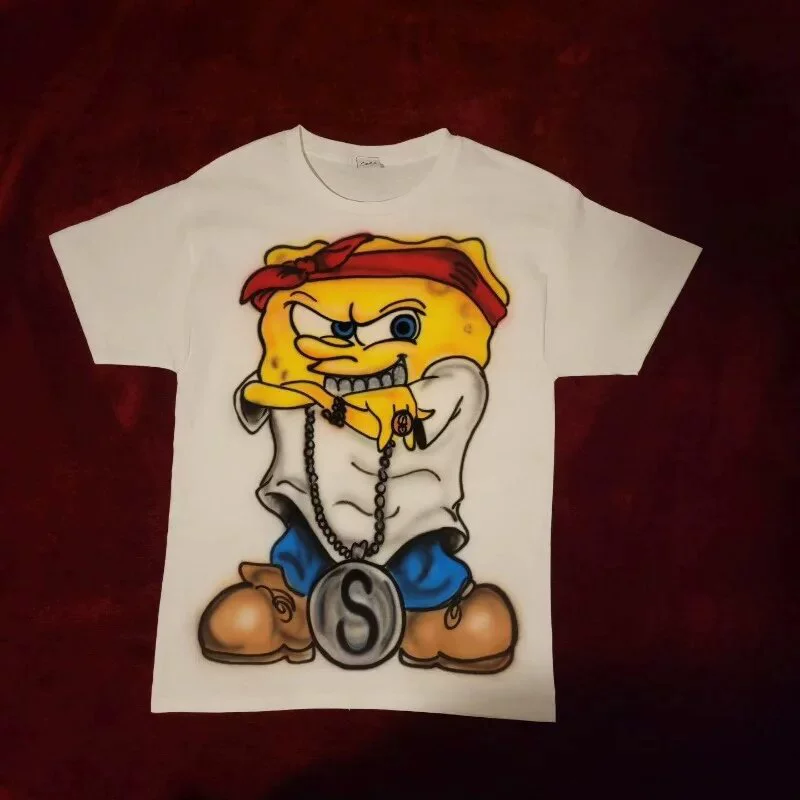 Трансграничная фабрика прямых продаж 2024 летний новый стиль ретро мультфильм анимированные футболки с короткими рукавами для мужчин повседневная футболка