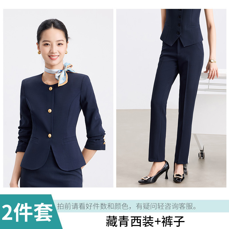 春秋职业套装女西装气质修身酒店前台工装OL通勤珠宝店工作服高端|undefined