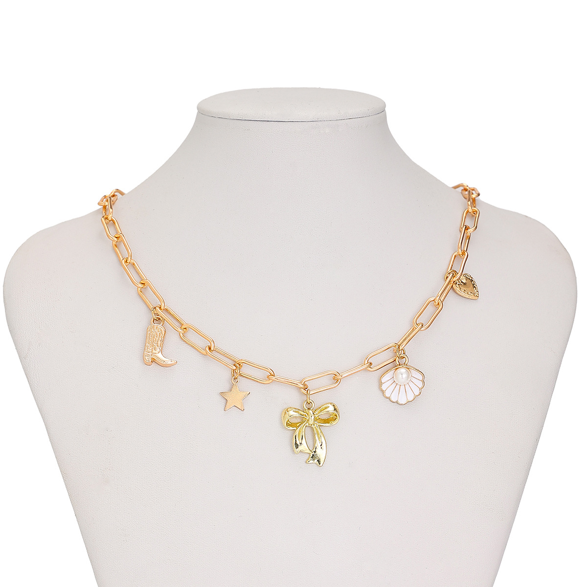 Charm Gliederkette Mit Perlen Und Schleifen Anhänger_voghion.com