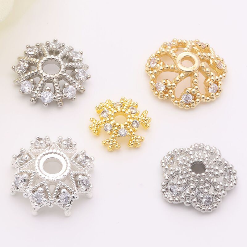 Color-retaining plated 18k gold diamond-encrusted zircon eight mans star torus snowflake cap spacer diy handmade beaded jewelry accessories