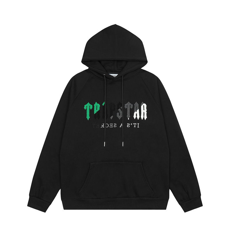 Marca de moda europea y americana Trapstar Verde Negro Gris Toalla blanca bordado fleece forrado hombres y mujeres pareja de alta calle traje de ocio