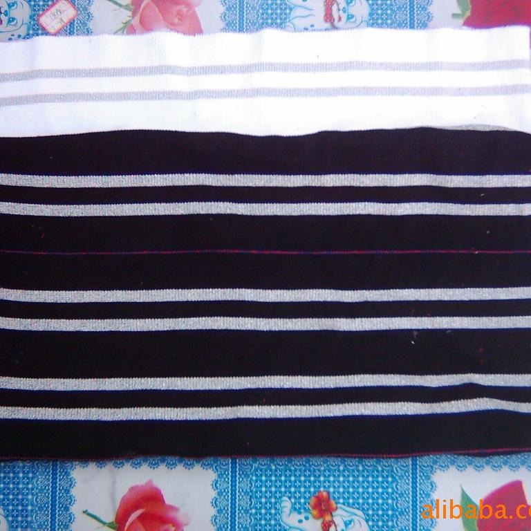 中化纤夹金银丝针织领子袖口下摆罗纹（衣服附件）弹性卫衣专用