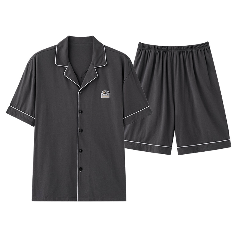 Pijamas de algodón, pantalones cortos de manga corta de verano para hombre, cárdigan informal delgado, se puede usar en verano, traje de servicio a domicilio de gran tamaño