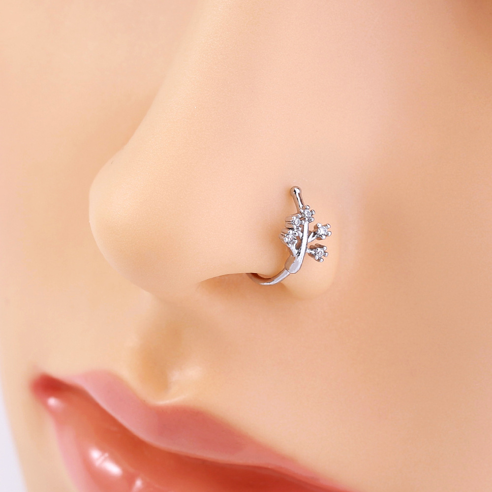 personality trend nose studs micro-studded piercing false nose ring crown nose clip zircon accessori