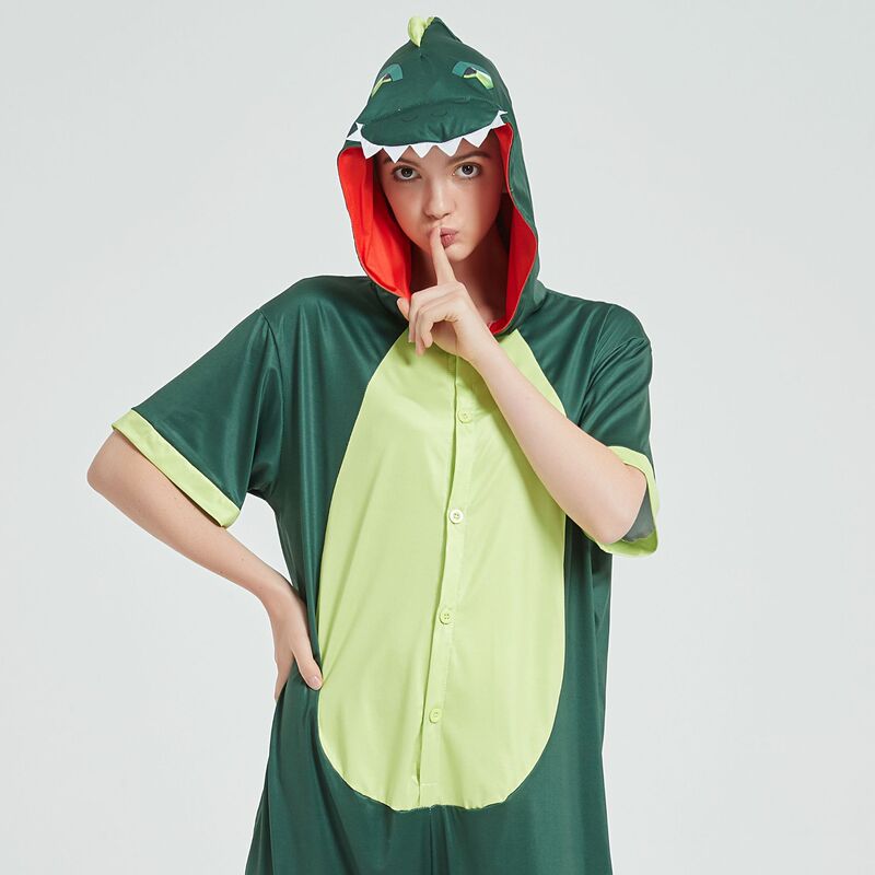 Dinosaur Anime One-piece Pajamas Female Summer Animal Adult Thin Dinosaur Couple Korean Cartoon Spring and Autumn Cute Men