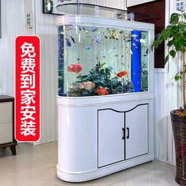 子弹头底滤生态鱼缸客厅大型家用玻璃缸中型水族箱免换水隔断鞋柜