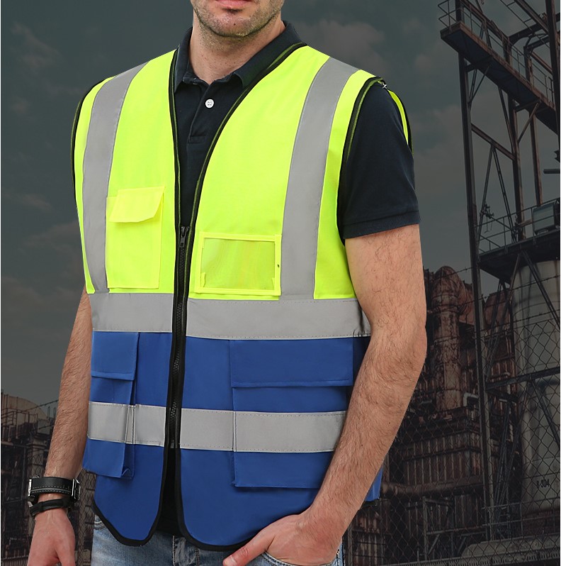 chaleco reflectante chaleco de construcción fluorescente sanitario trabajador construcción de seguridad nocturna ropa chaqueta de viaje nocturno fijo