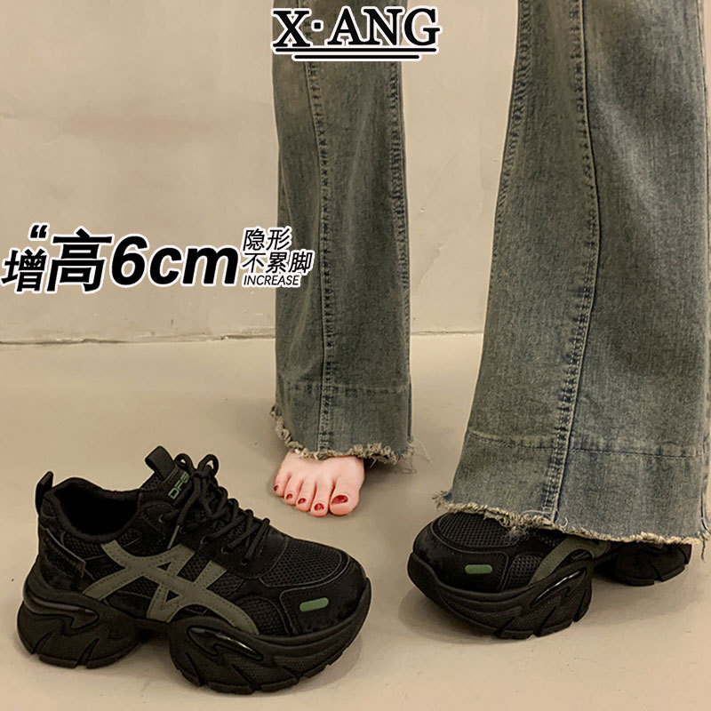 In stock~Genuine leather lace-up dad shoes for women, 2026 autumn new versatile thick-soled lightweight casual sneakers