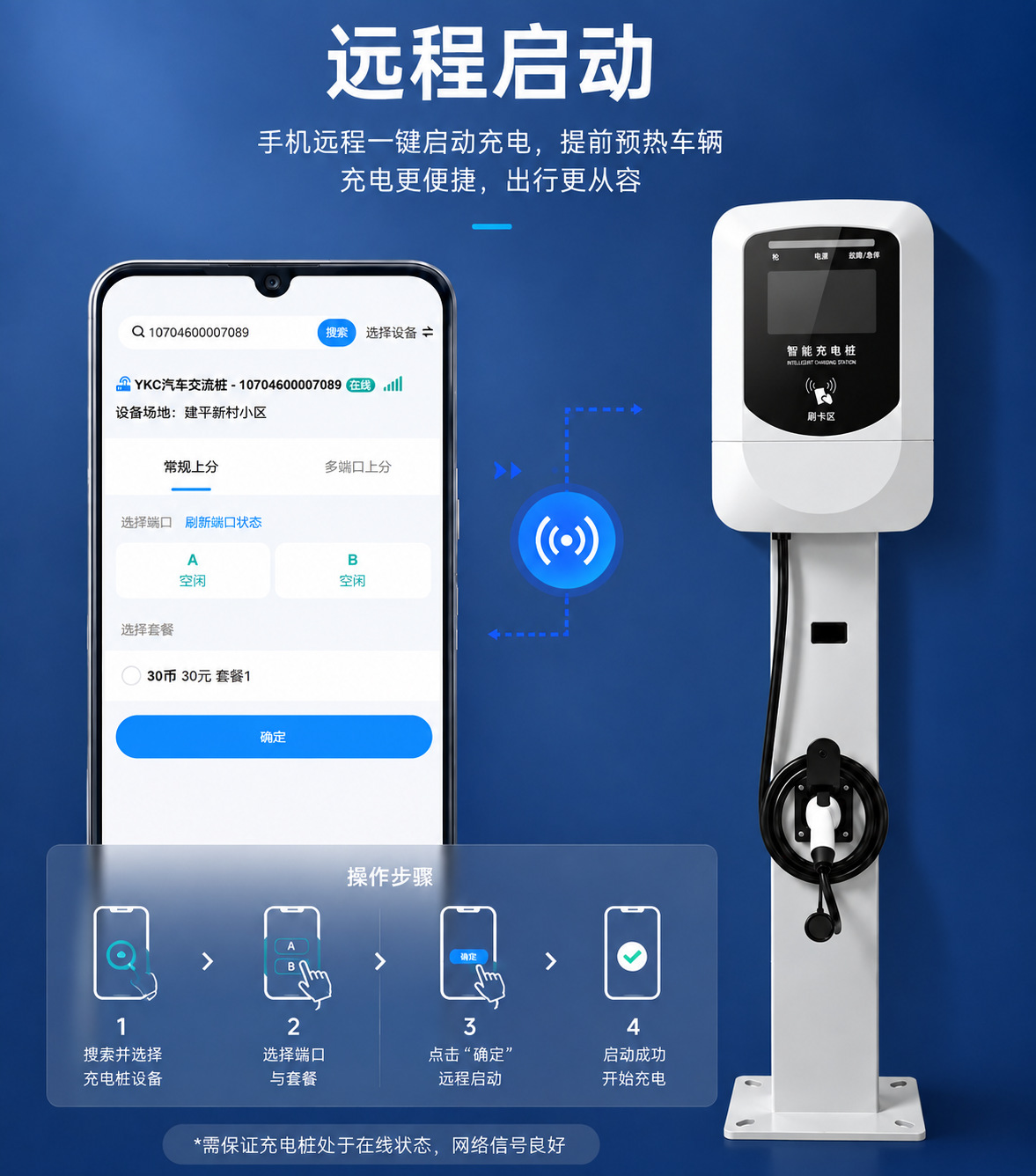 New 7kW charging station for new energy vehicles, commercial use, 3C certified, with adjustable charging fees, and free access to Gaode Maps
