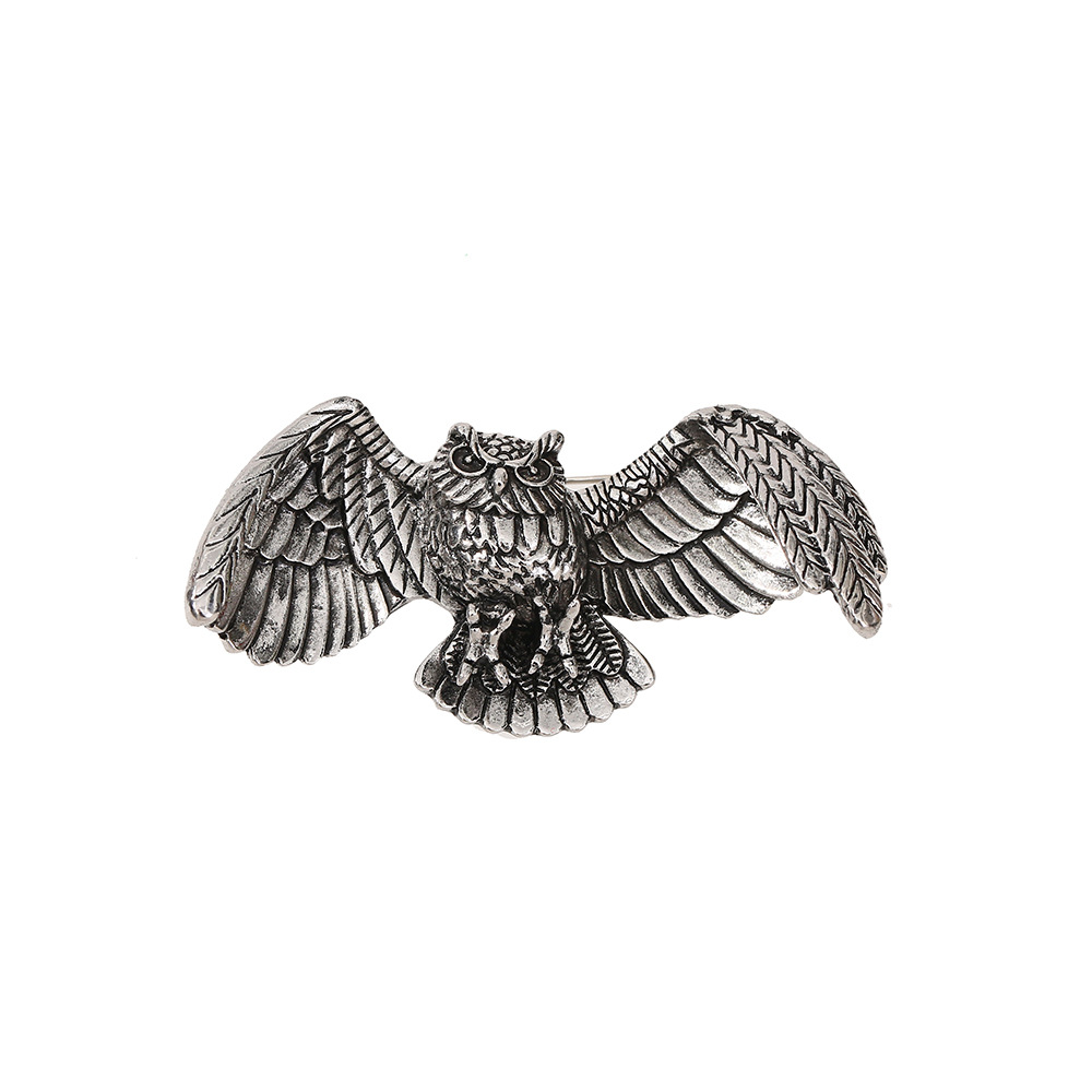 New European and American Style Retro Enamel Owl Brooch, Eco-Friendly Alloy Lapel Pin, Suit Accessory