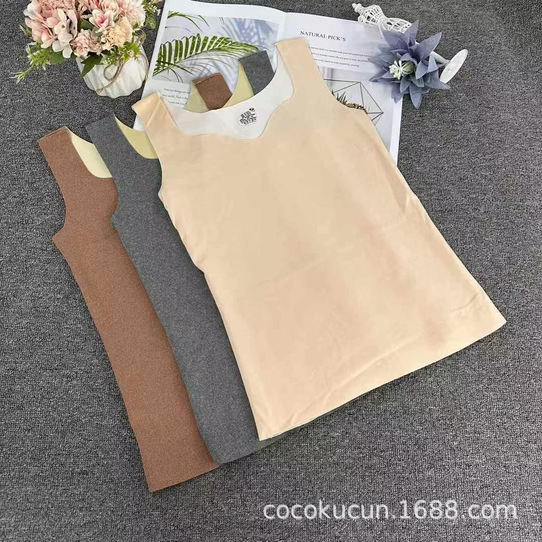 Nuevo chaleco cálido y de terciopelo super elástico, cómodo y cálido con almohadilla de pecho, camisa interior sin marcas gruesas