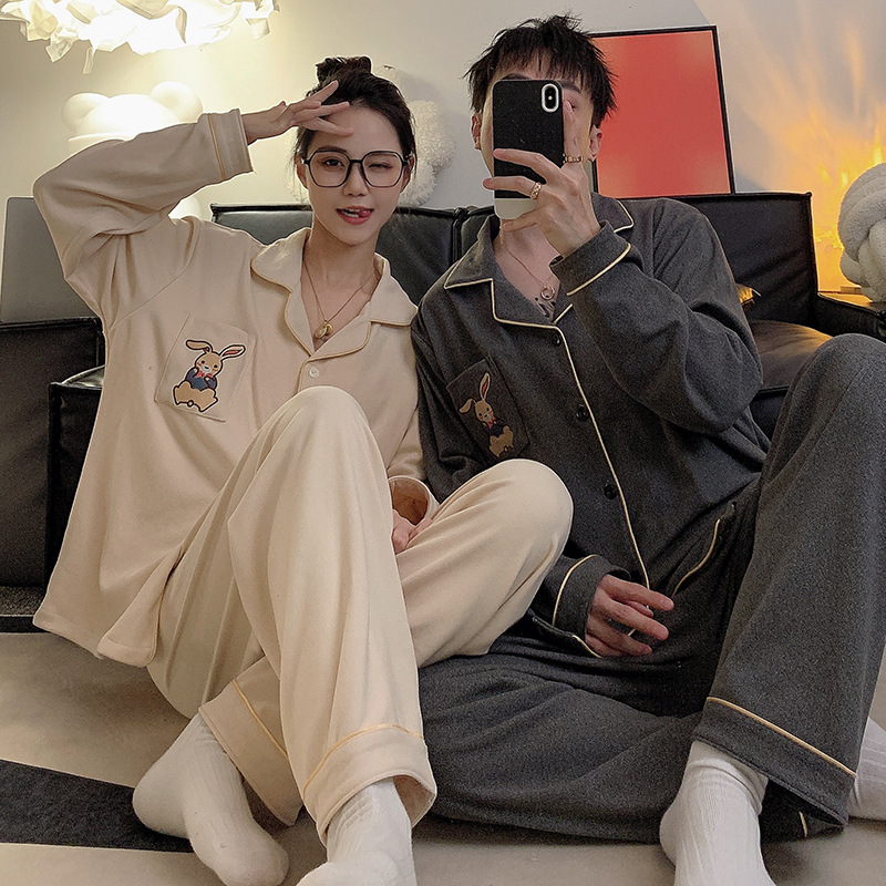 De terciopelo pareja pijamas para mujeres otoño e invierno nuevo engrosado simple alto sentido invierno mar isla terciopelo fino terciopelo ropa para el hogar para los hombres