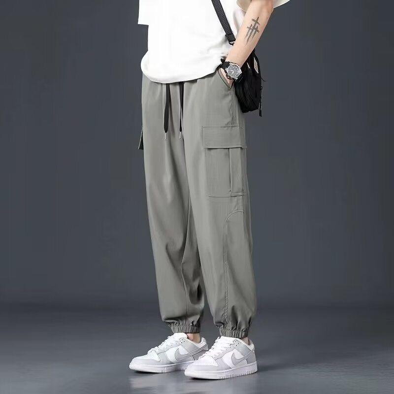 Pantalones casuales a rayas de la marca de moda, pantalones rectos anchos de primavera y otoño para hombres, pantalones deportivos sueltos de gran tamaño de estilo de Hong Kong, estudiantes de verano