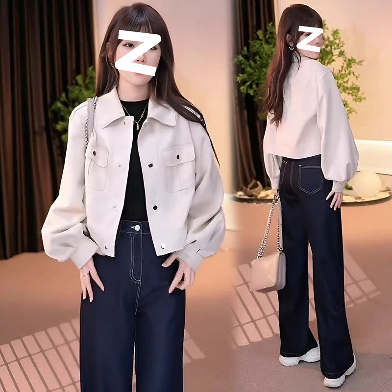 洋气时尚流行春秋新款翻领短外套女韩版宽松休闲显瘦百搭夹克上衣|undefined