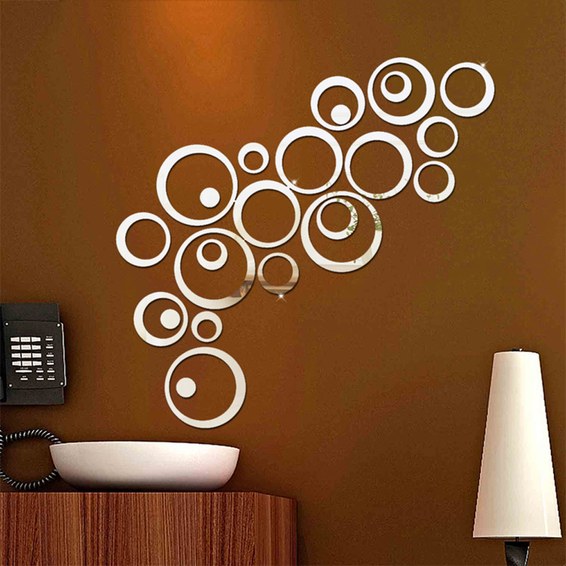 Pegatinas de espejo 3D para pared, diseño circular DIY, decoración moderna del hogar y fondo de pared