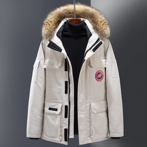 Cross-border men's down jacket, men's workwear, thickened, trendy for young people, casual winter unisex couple’s warm coat, fashionable.