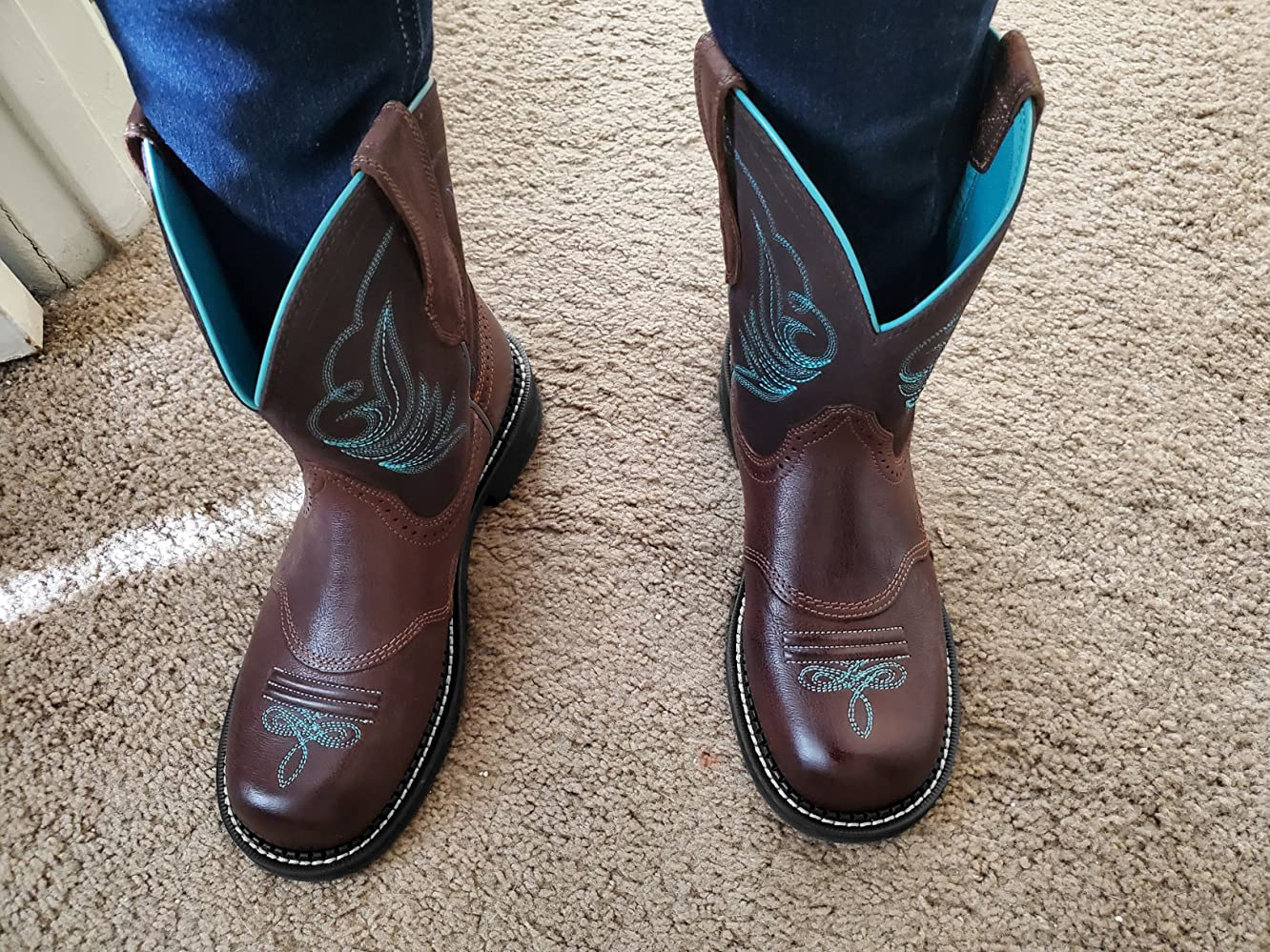 Vyšívané kovbojské boty Podzimní a zimní kožené boty Dámské kozačky do půli lýtek_voghion.com