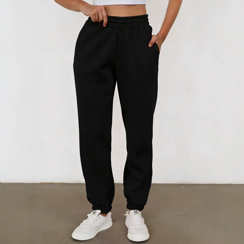 Cross-Border 2026 Autumn and Winter Fleece-Lined Warm Casual Versatile Sports Sweatpants for Women, Loose-Fitting Joggers