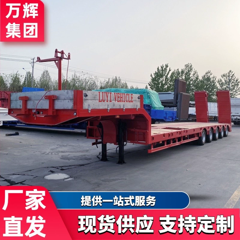 Трансграничная поставка низкорамного полуприцепа Wuqiao с двухсекционной гидравлической лестницей для крупногабаритных грузов