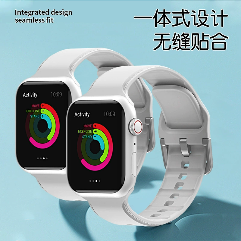 Применимый силиконовый ремешок Apple однотонный с вышивкой дышащий спортивный браслет для запястья мужчин и женщин iwatch1234567se