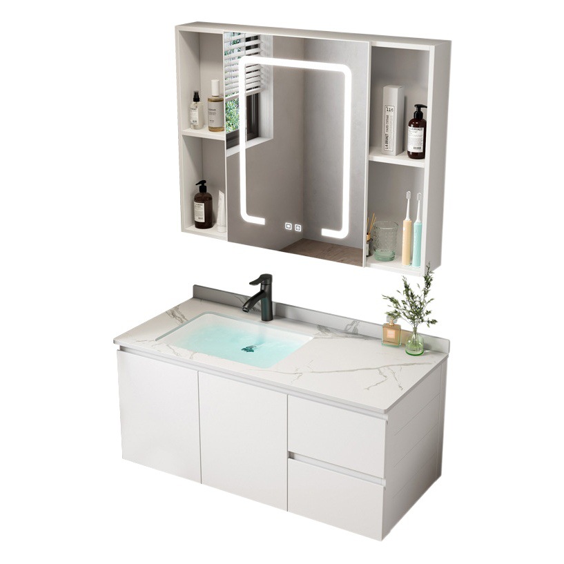 Simple espacio de aleación de aluminio gabinete de baño Baño combinación lavabo de cerámica lavabo hogar integrado mesa de lavado