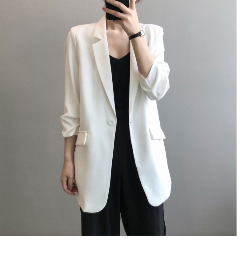 Weißer Chiffon Blazer Für Damen Leichter Sommermantel Locker_voghion.com