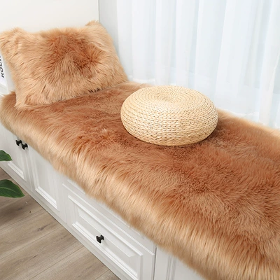 Mat, Princess Bay Window Blanket, Car Carpet - bean-paste-color-long-hair-60120cm