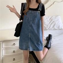 牛仔背带裙女夏季新款大码胖韩版宽松气质显瘦减龄吊带连衣短裙