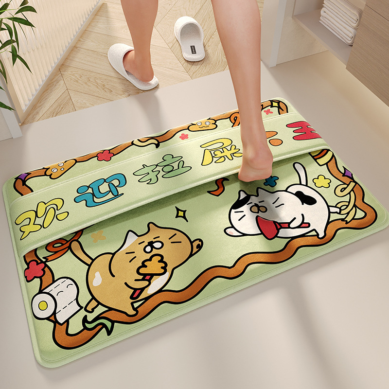 Baño alfombra de suelo absorbente de agua alfombra de la puerta del baño alfombra de la puerta del baño caricatura alfombra antideslizante alfombra de limpieza de pies alfombra de baño