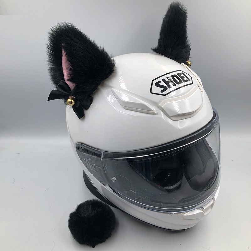 Motuoche – Helmet Decoration Cat Auto Parts and Accessories - black-pink-lining-custom-color-preserving-bell-handmade-bow