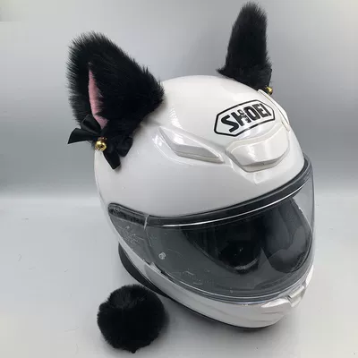 Helmet Decoration Cat Ears Motosiklet dəbilqələri - black-powder-lining-custom-color-preserving-bell-handmade-bow