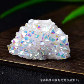 天然电镀水晶簇摆件工艺品裸石矿标桌面摆件批发