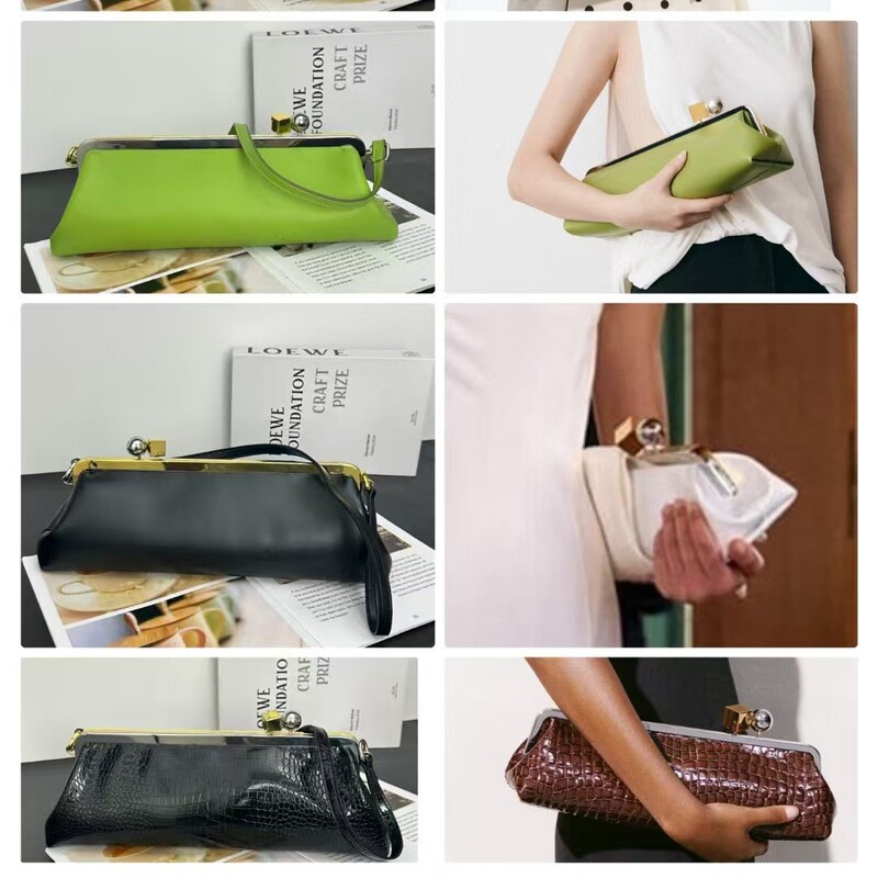 New Niche Jacquemus Long Baguette Bag with a High-End Feel, Gold Clasp, Clutch, Shoulder Bag, Underarm Bag